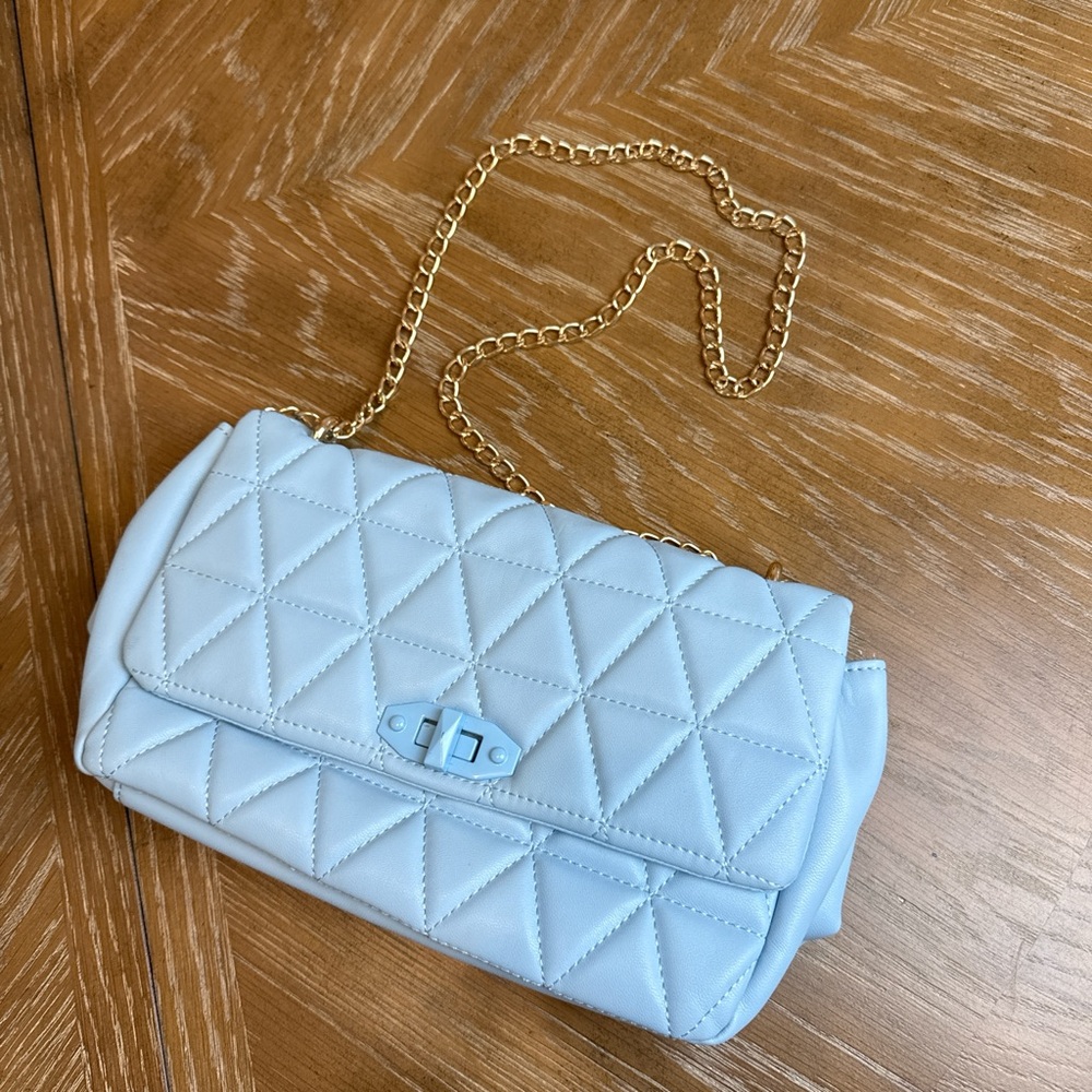 Quilted Blue Gold Chain Bag Misguided purse